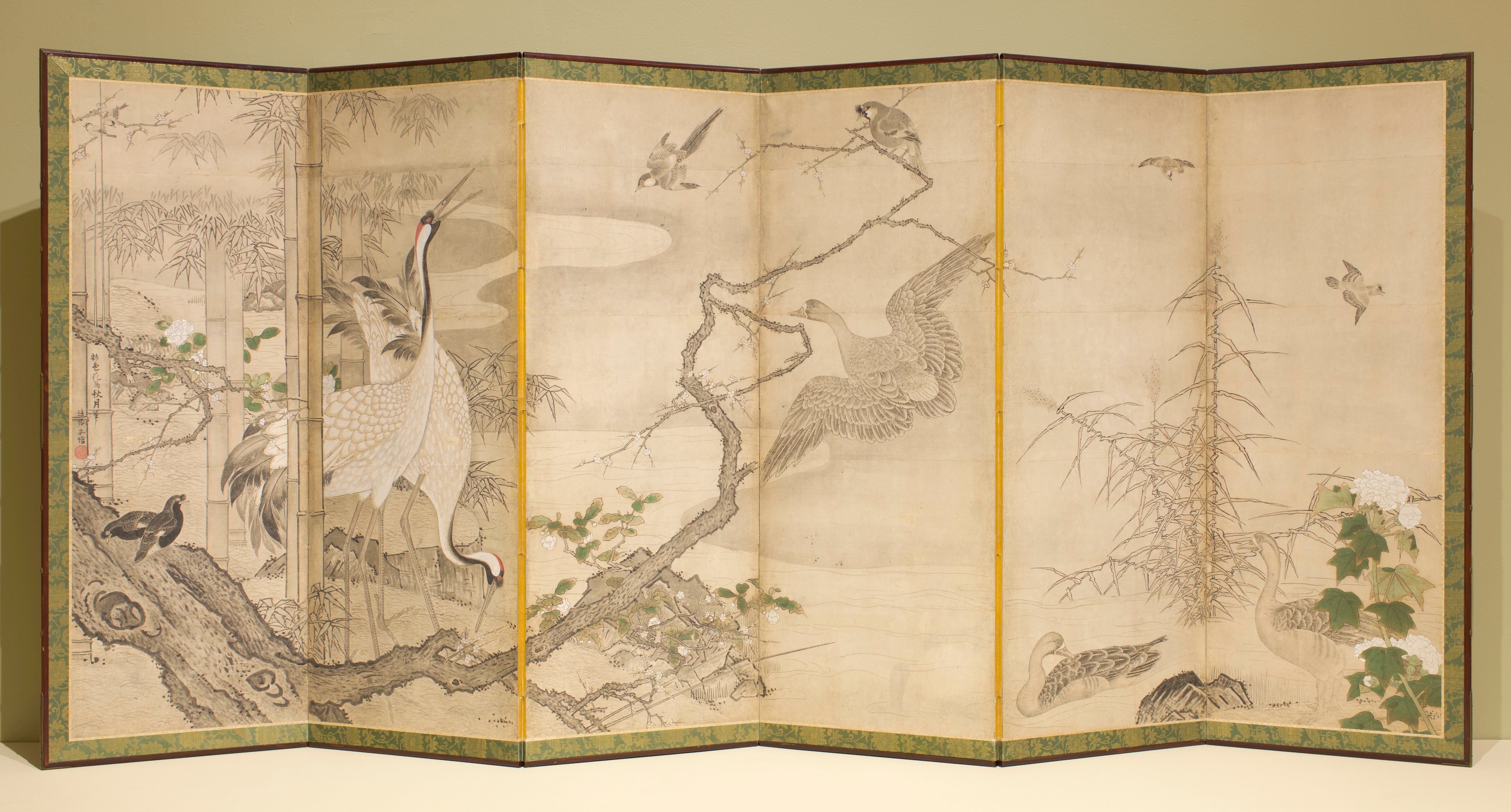 山水花鳥図（一対の左隻）