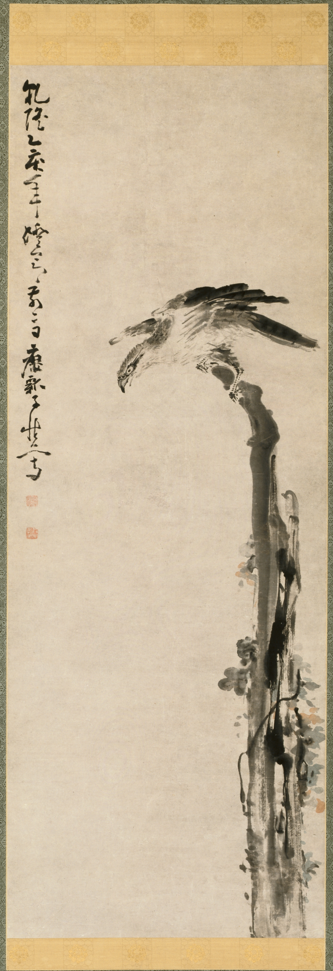 木の幹に止まる鷲