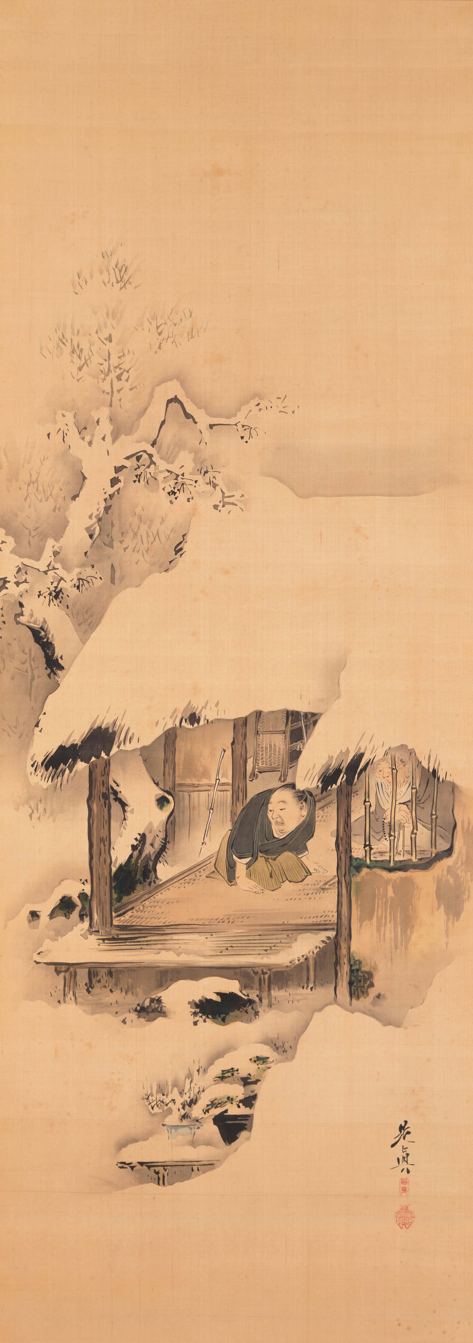 能「鉢木」、三枚のうち第二図