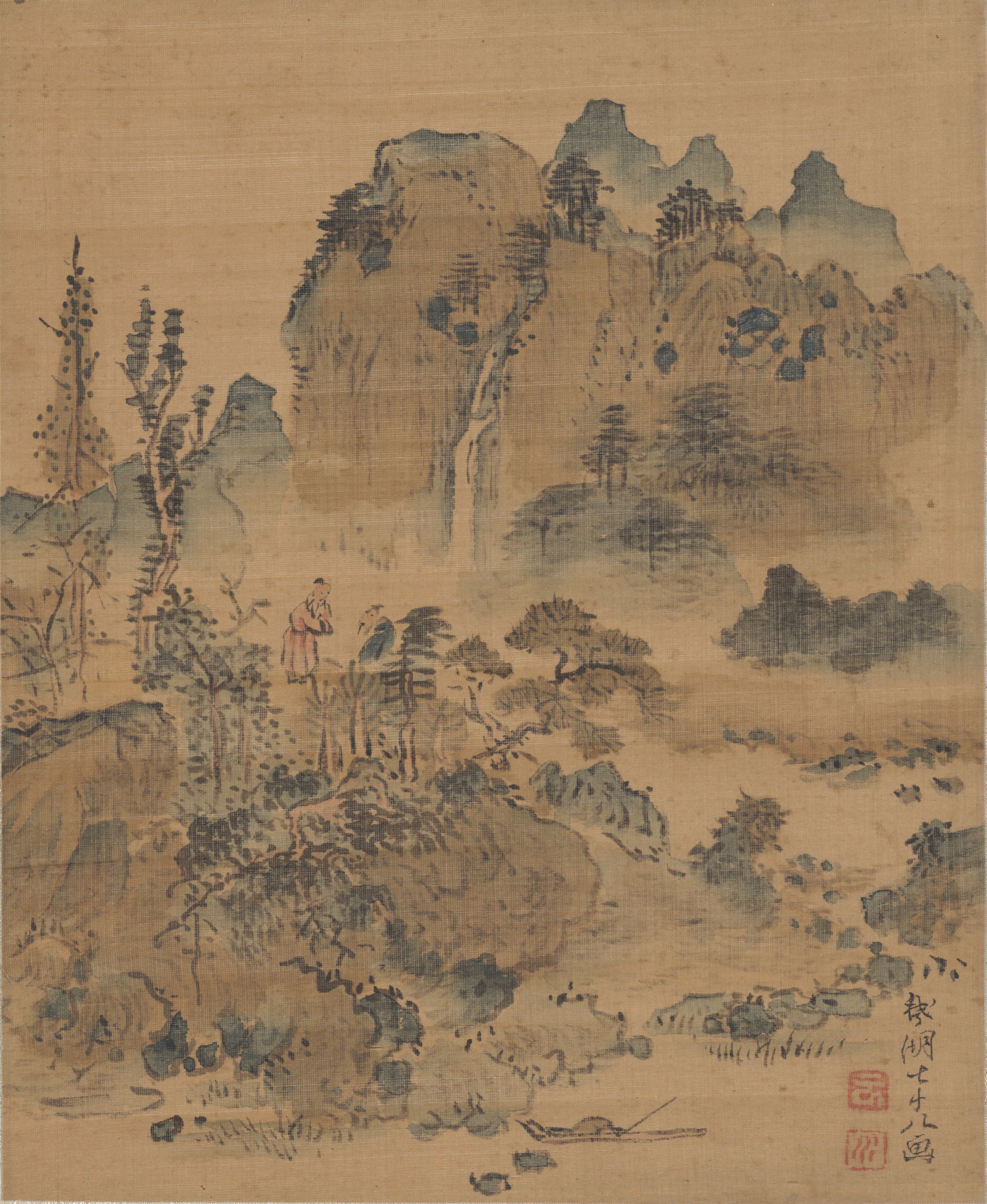 山水の中の中国の文人