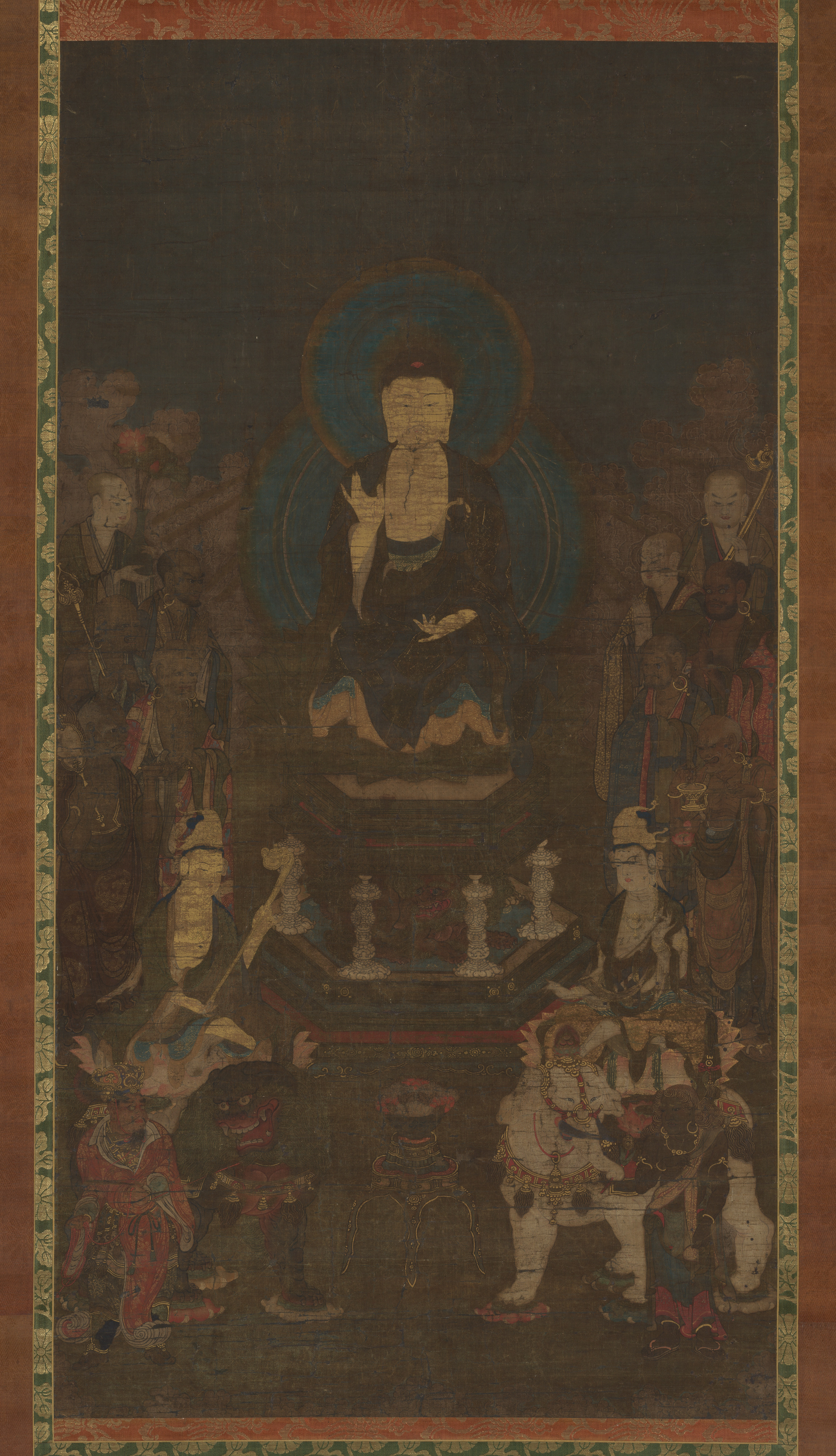 釈迦牟尼仏と二脇侍菩薩と十大弟子