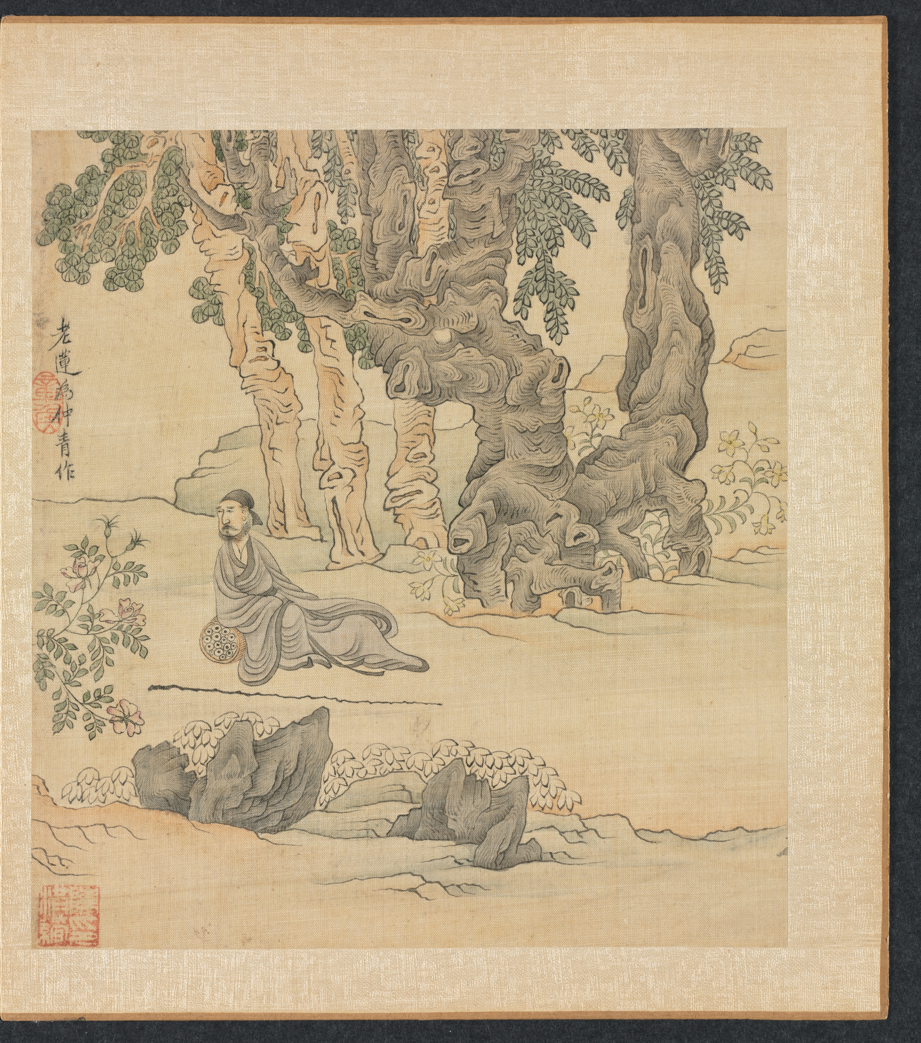 倣古画冊：山水中の仲卿像