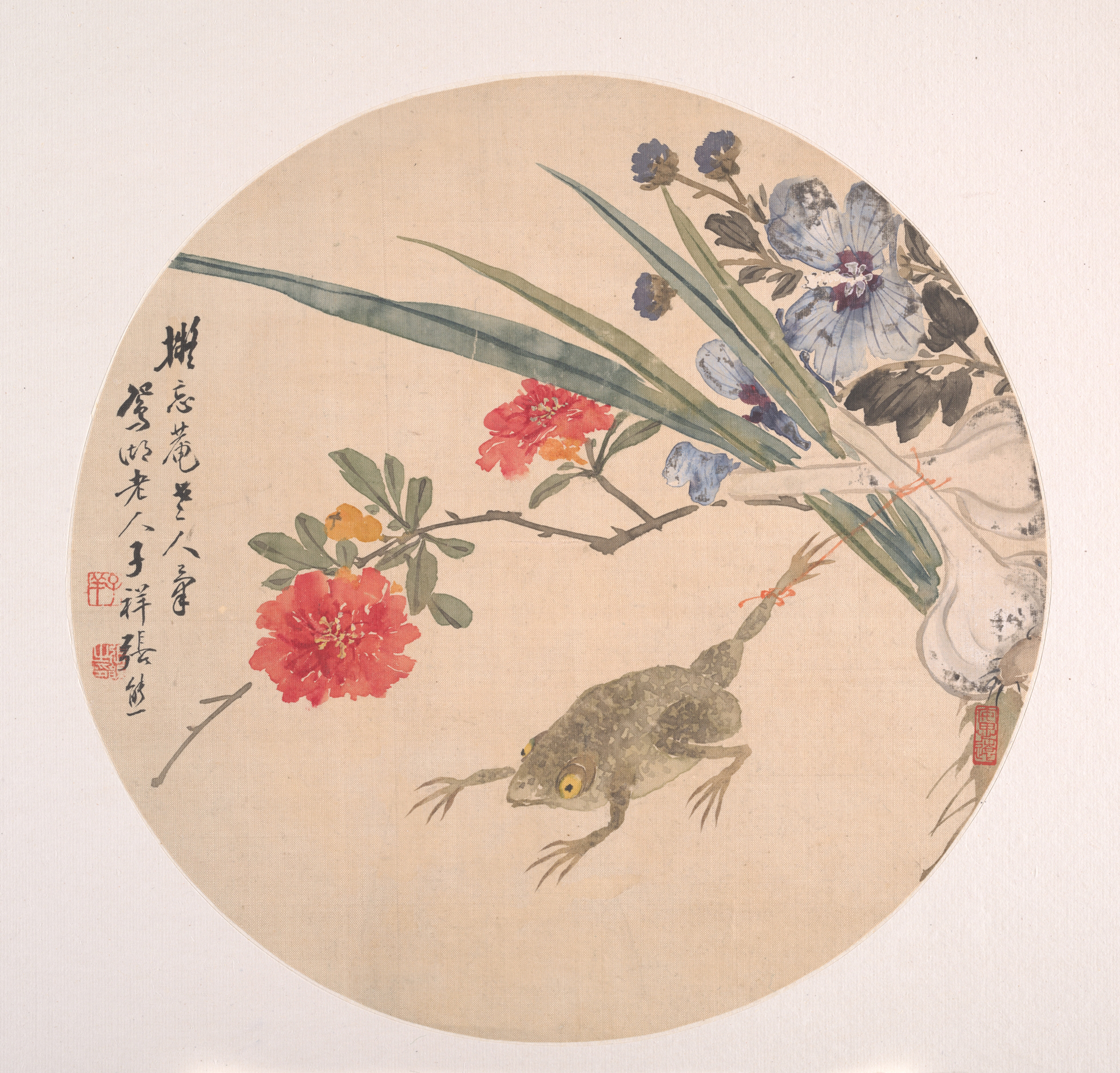 清朝の張雄ヒキガエル トゥアンファン|花とヒキガエル