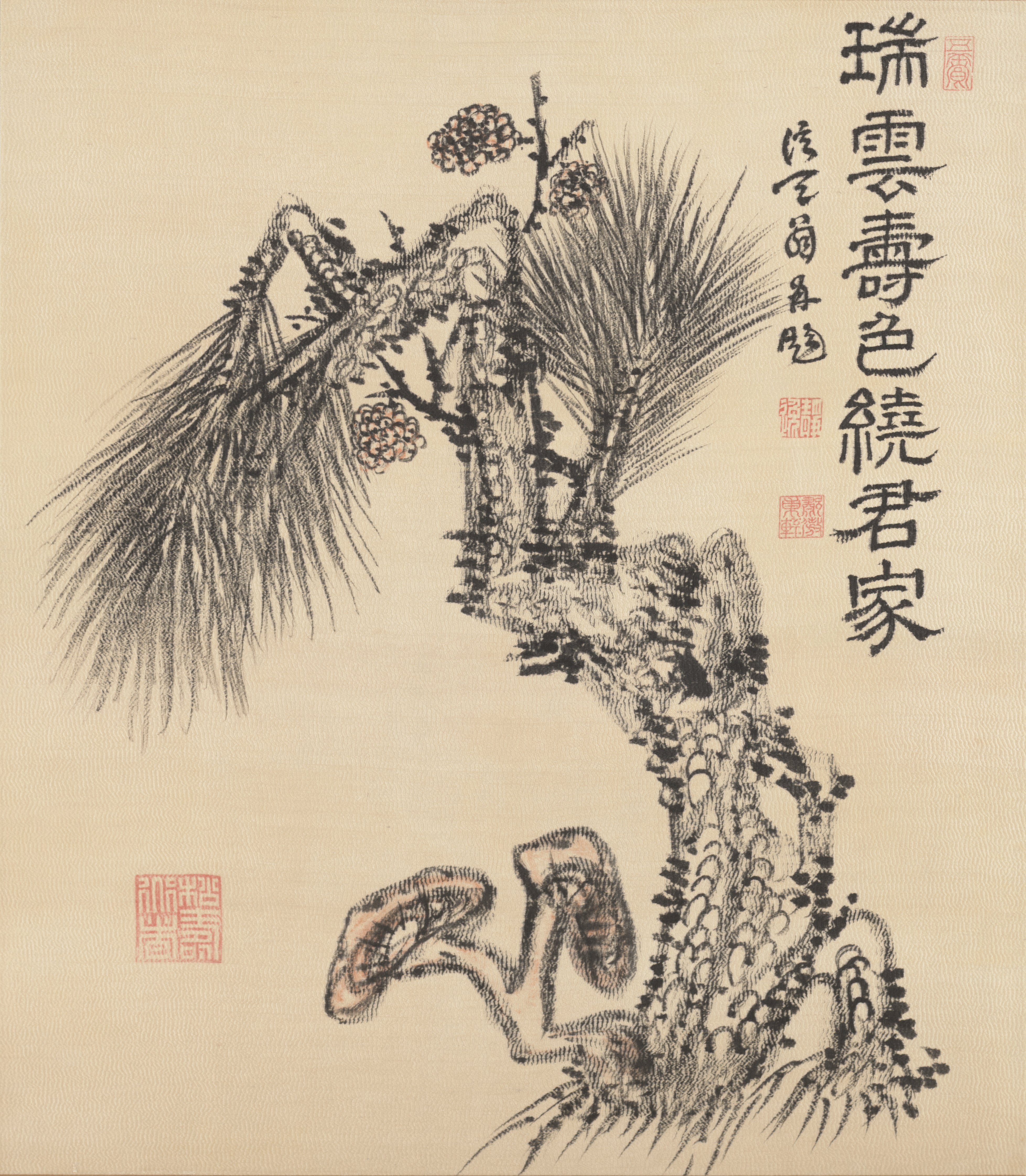 贈り物の松図と詩