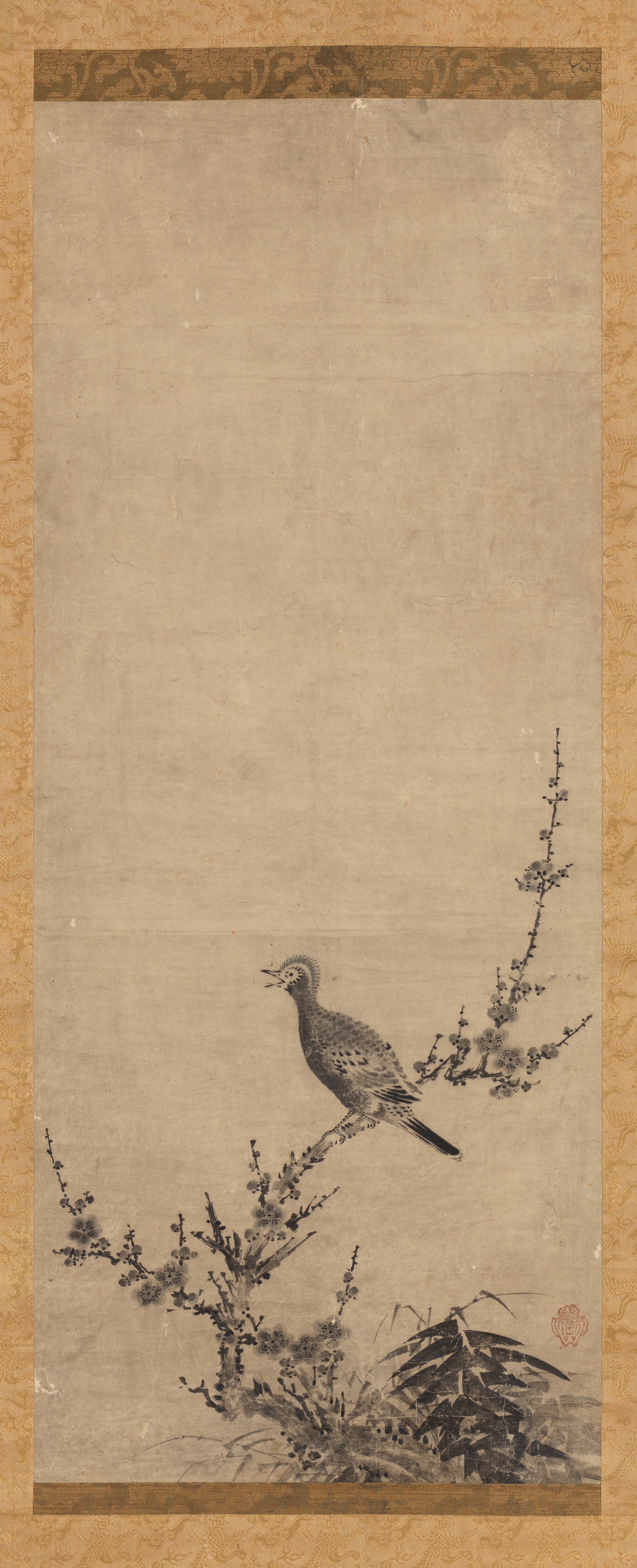 梅に鵯（一対の右隻）