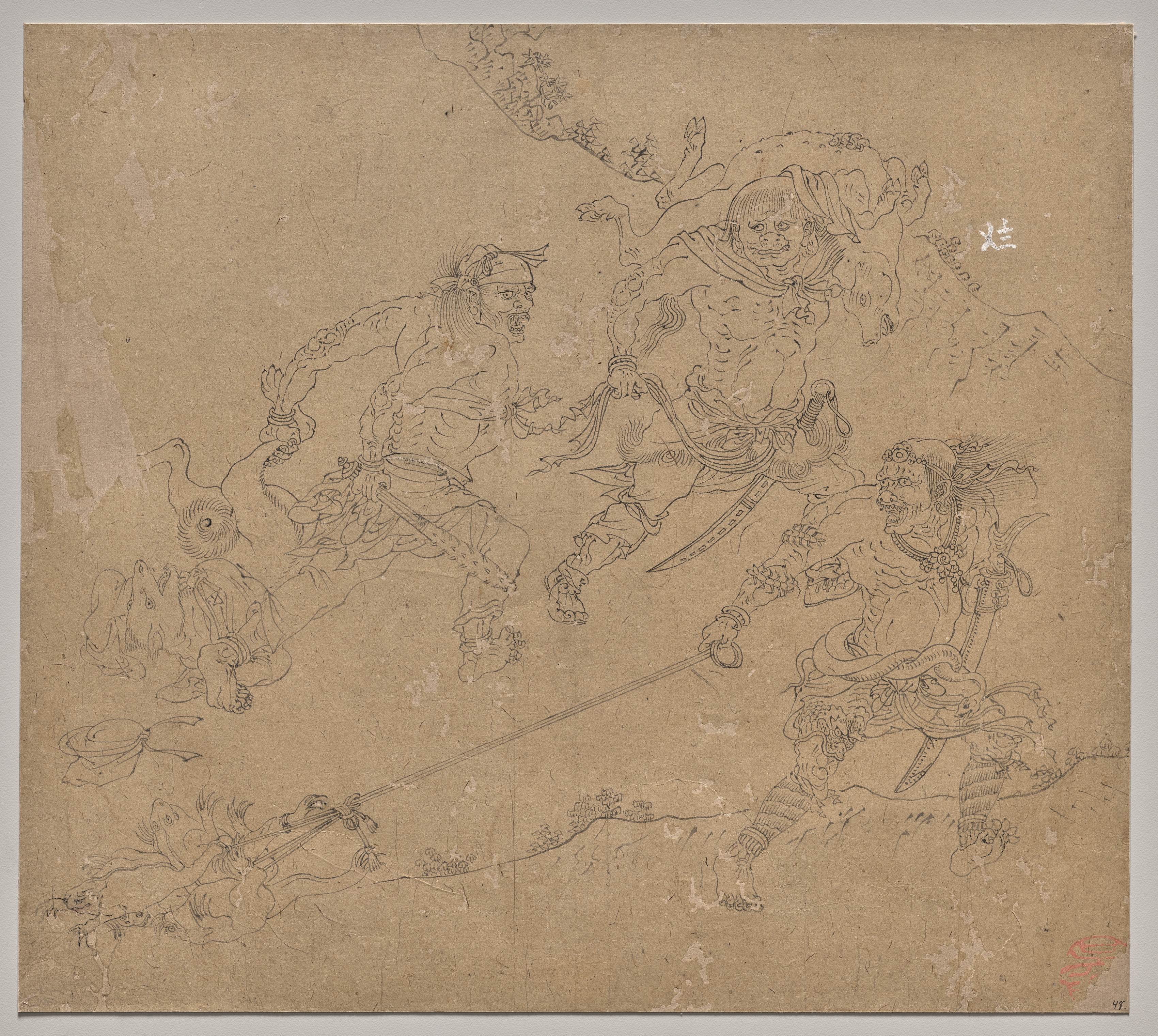 道釈画冊：捜山図 第48図