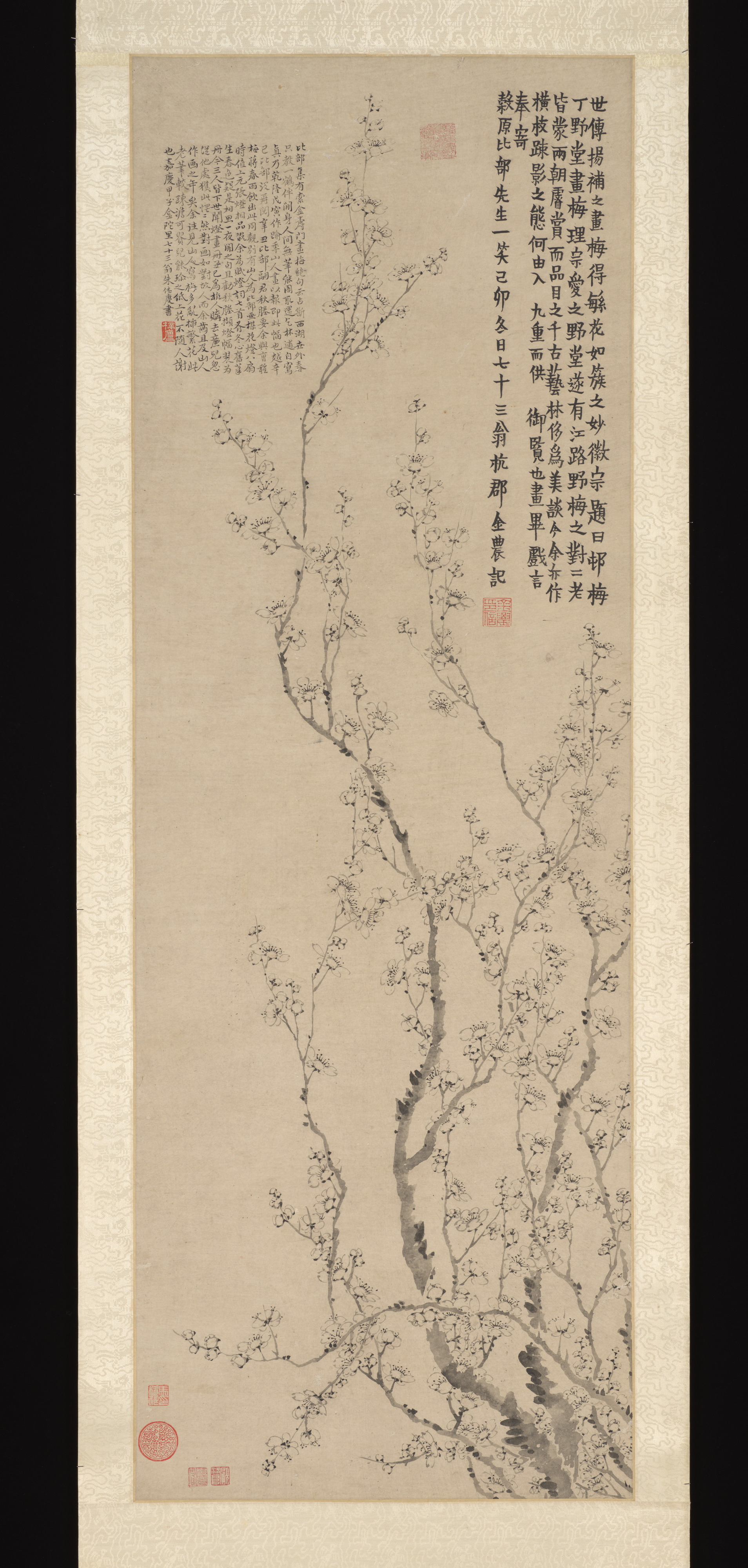 清朝の金農開花梅の絵軸 |満開の梅