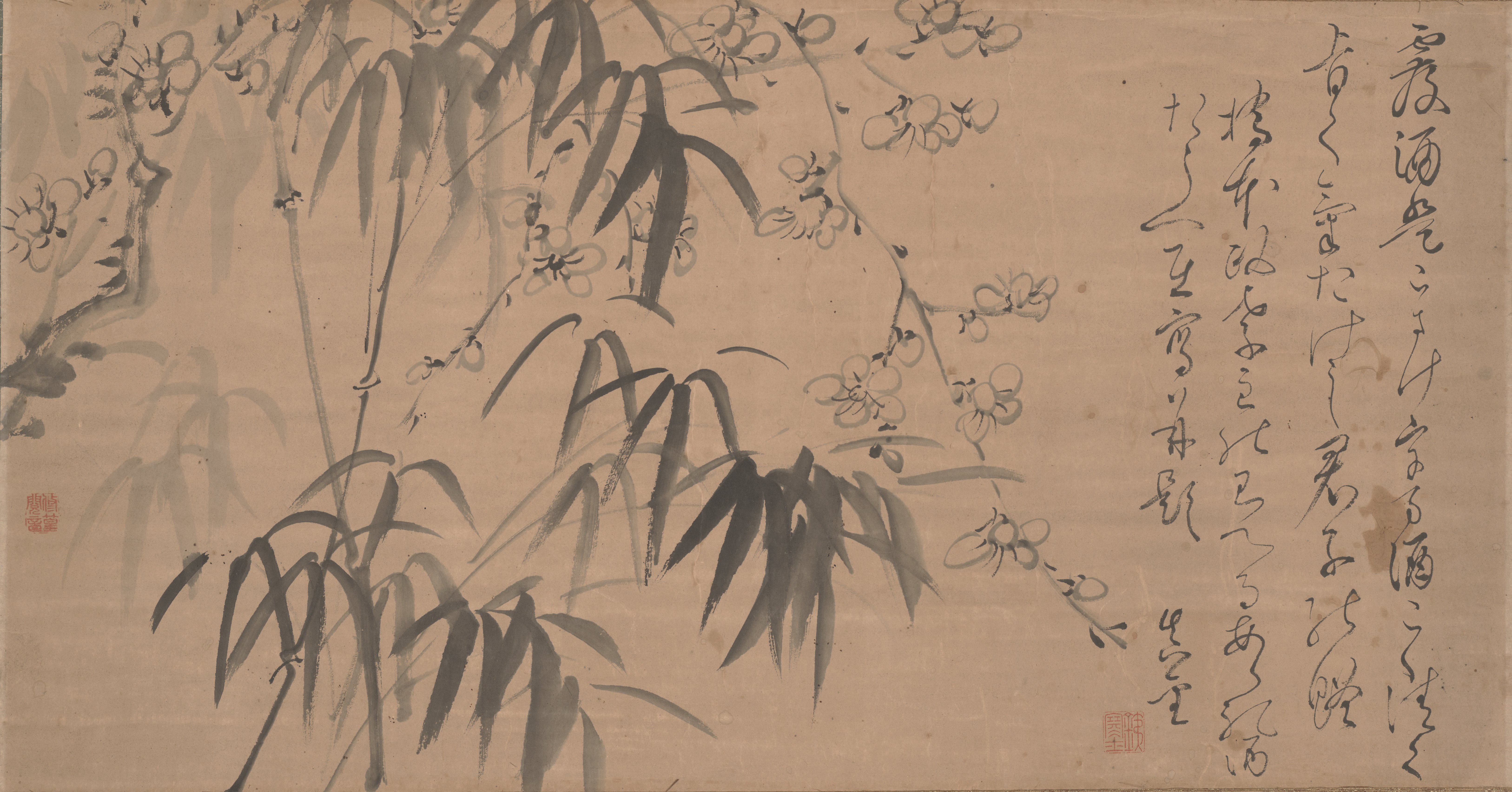 竹と梅花