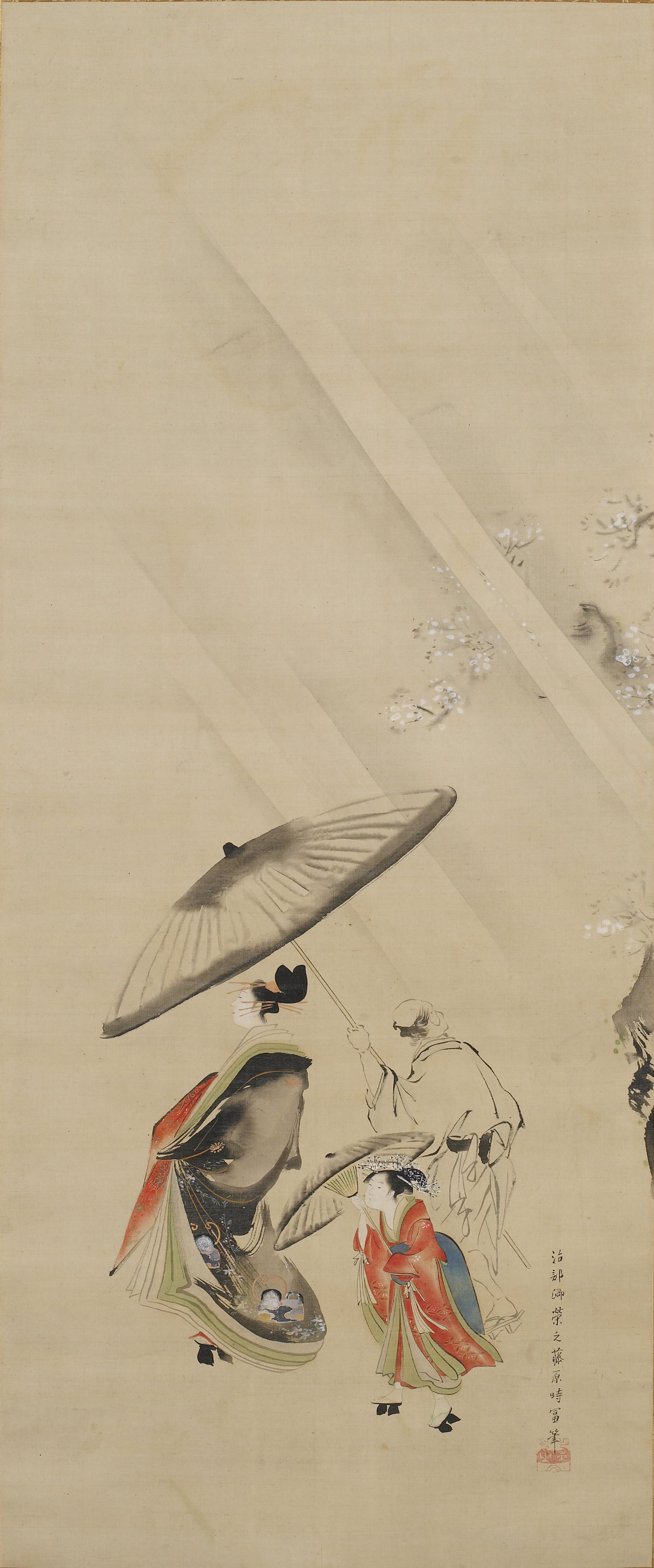 雨（「春の美人」一対の右幅）