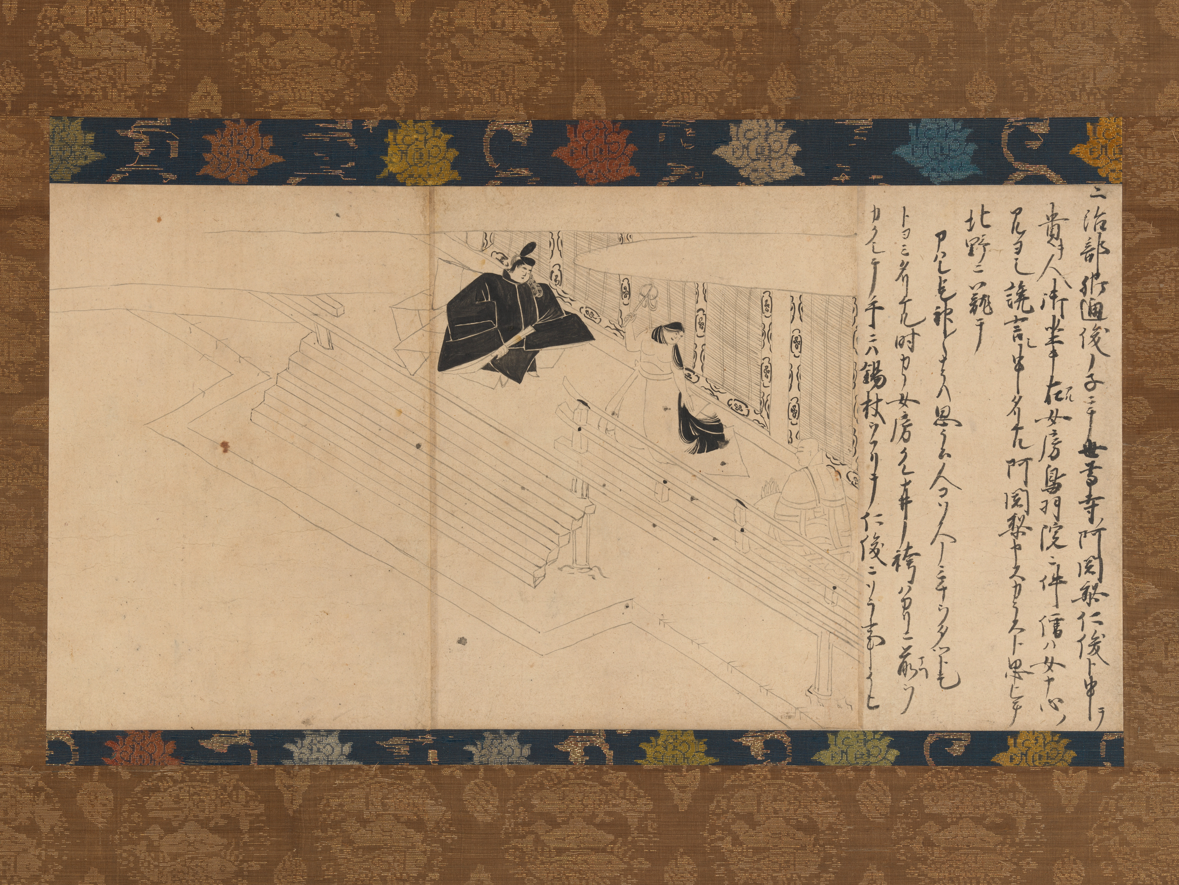 多治比の文子 北野天神縁起絵巻断簡（たじひのあやこ、北野天神縁起絵巻断簡）|北野天神社絵伝より、菅原道真公の霊によるシャーマネス多治比の文子の憑依