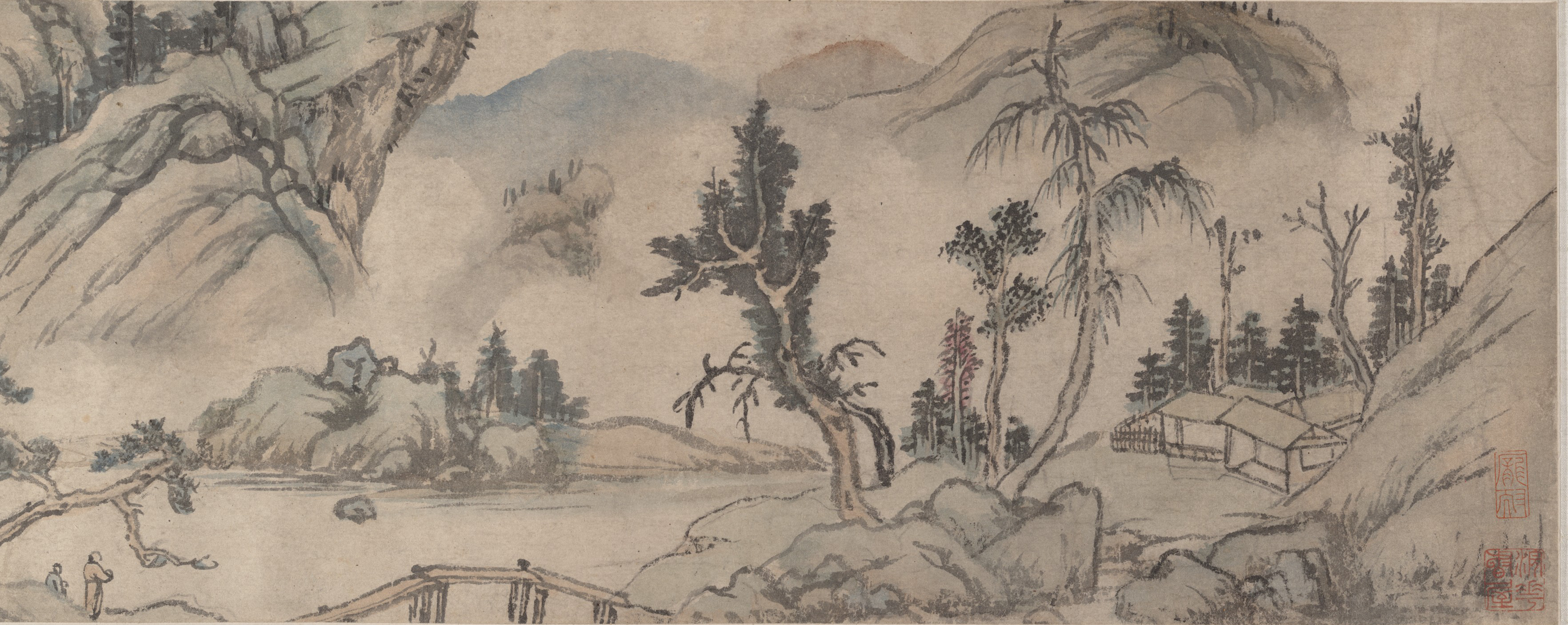 明代の莫世龍書画巻|山水