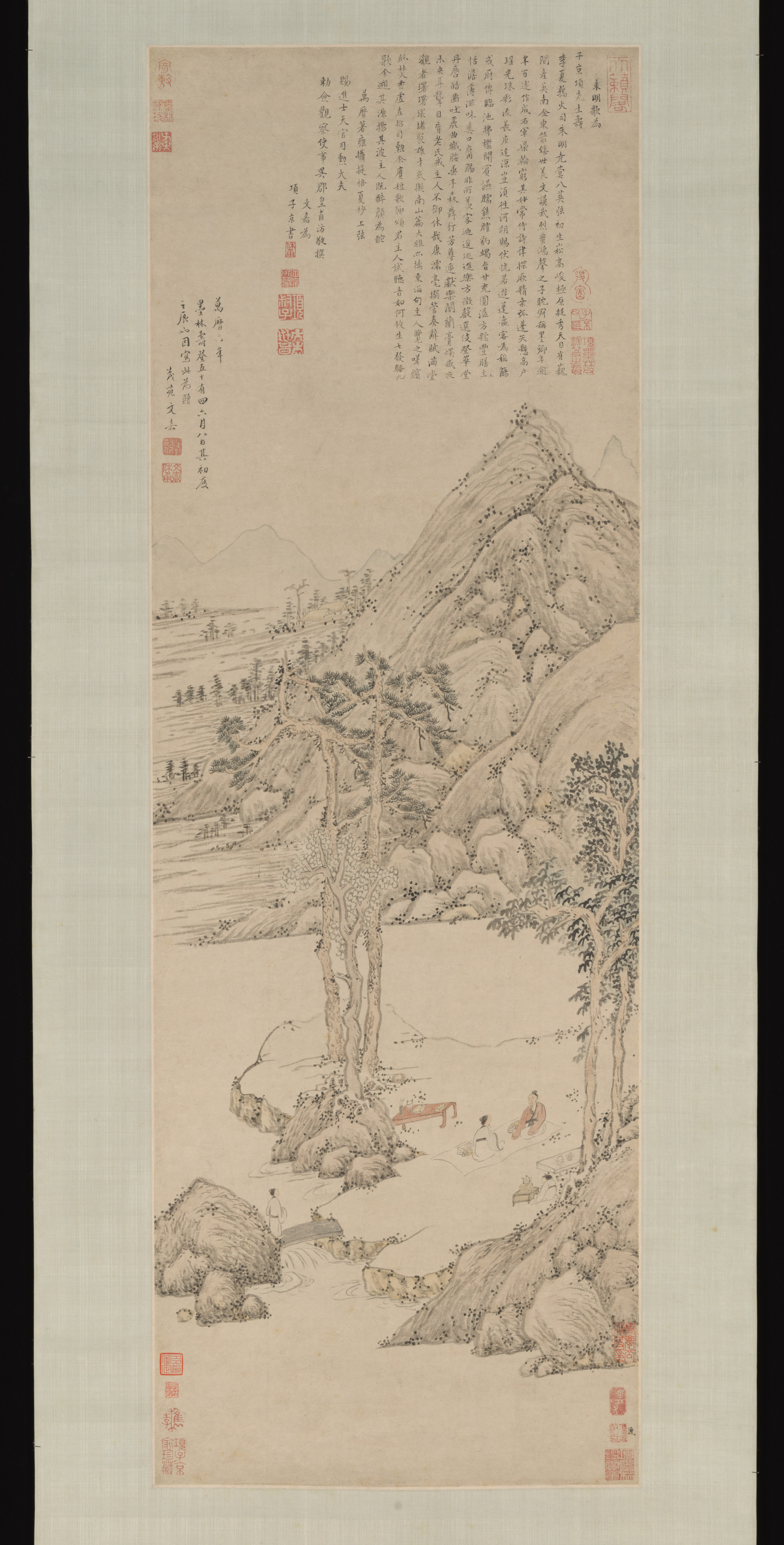 明代の文家は項元扁のために風景画を制作しました。項元扁に捧げられた風景