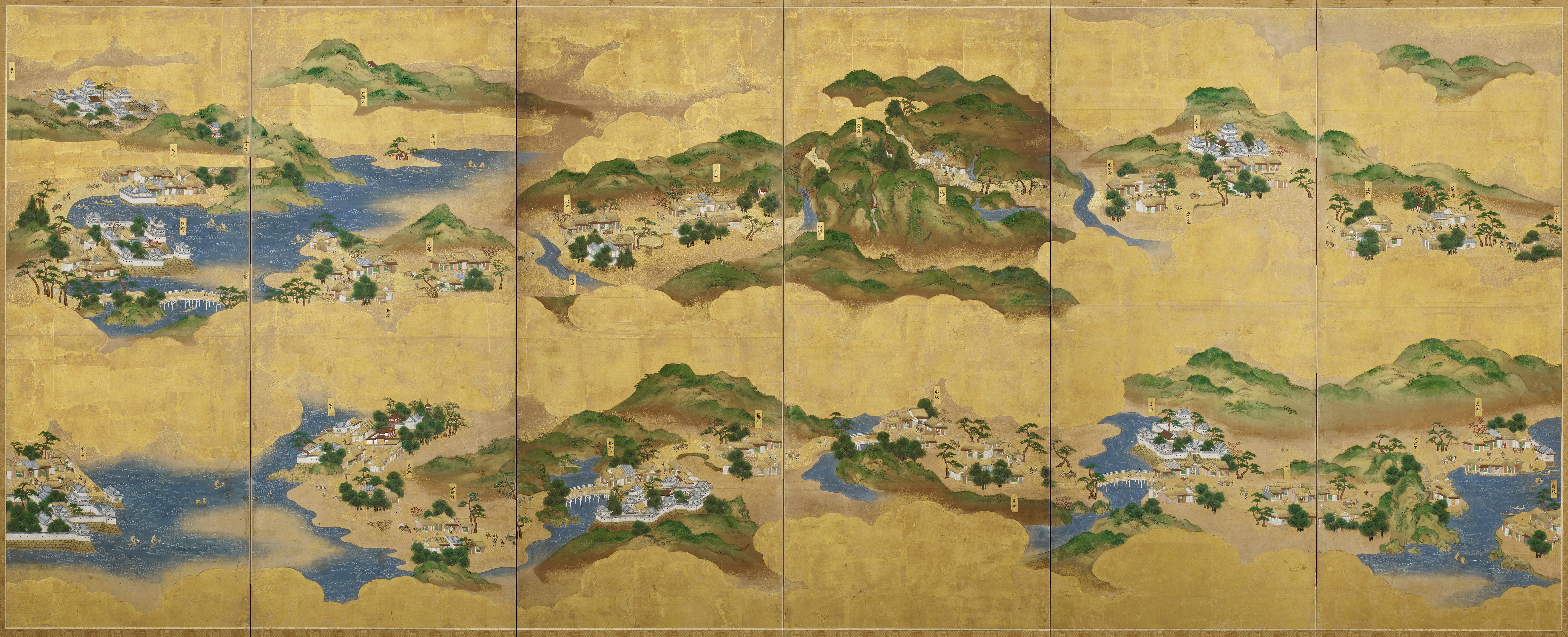 東海道一覧図（一対の左隻）