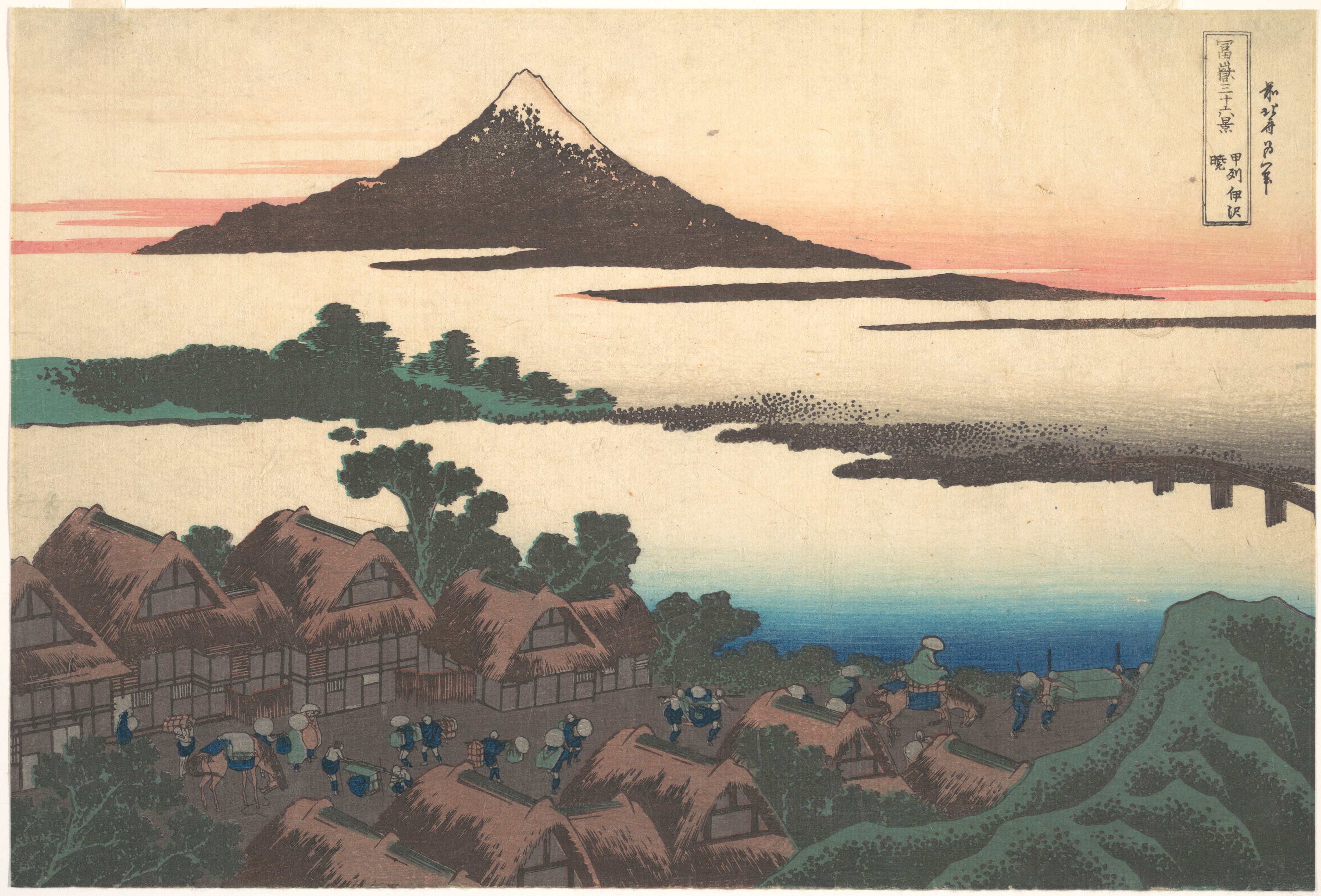 富嶽三十六景「甲州石和の暁」甲斐国石和の夜明け