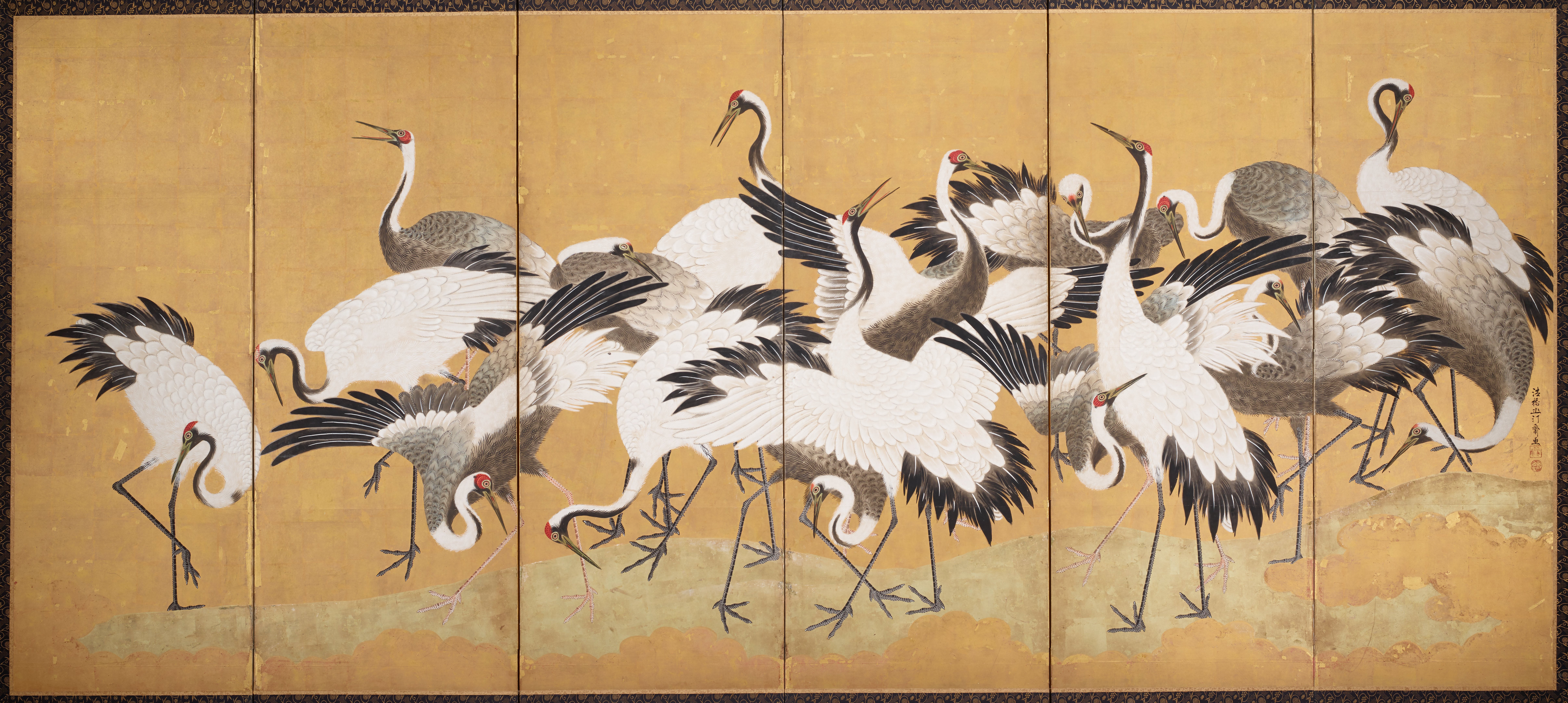 群鶴図（一対の右隻）