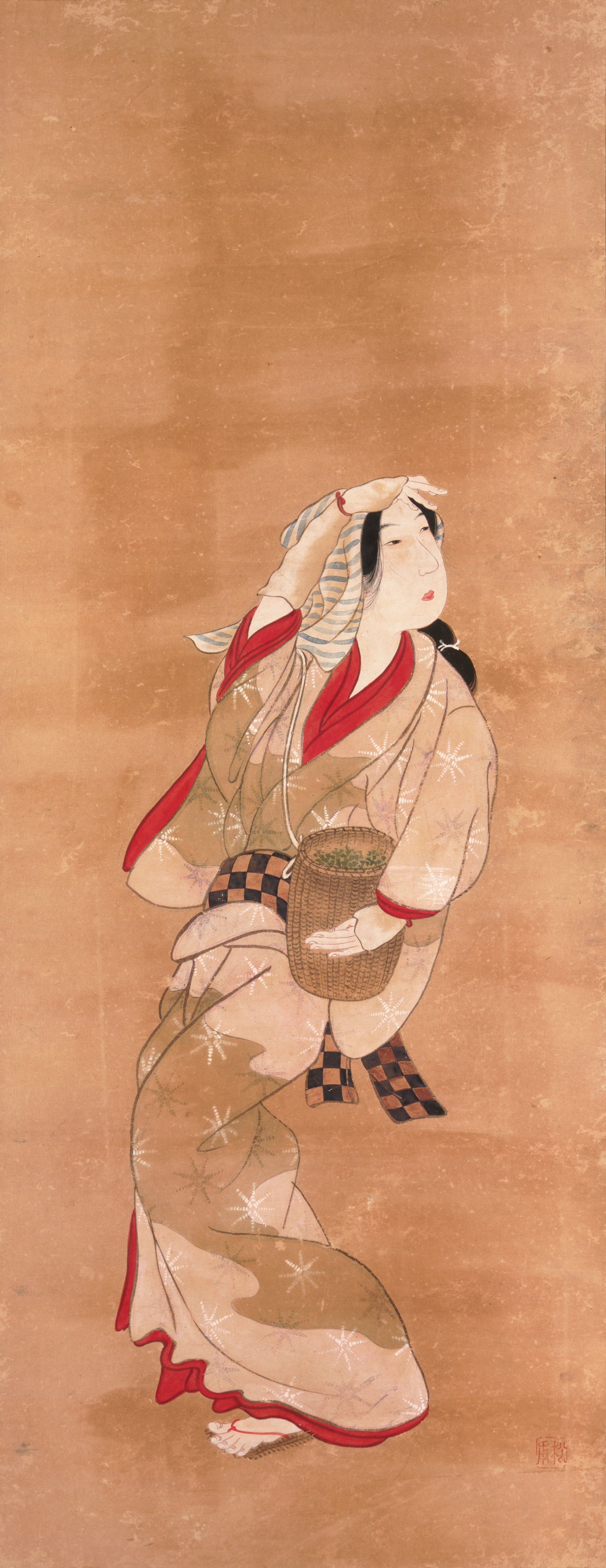 茶摘み女（女性図一対の左幅）