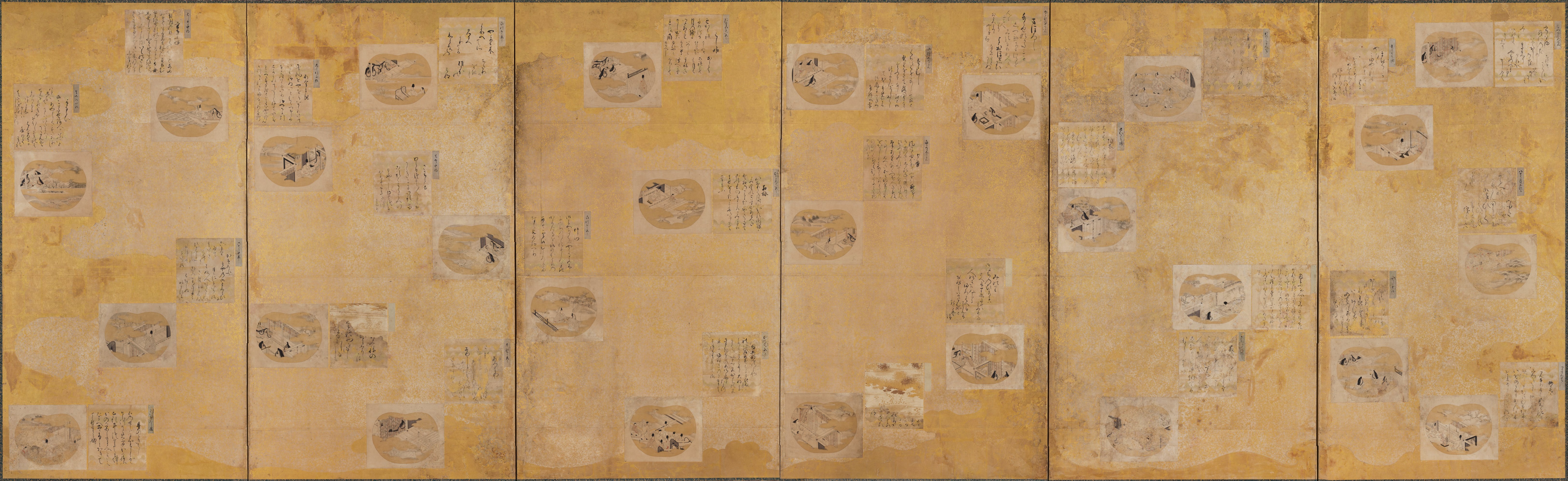 源氏物語五十四帖図（一対の左隻）