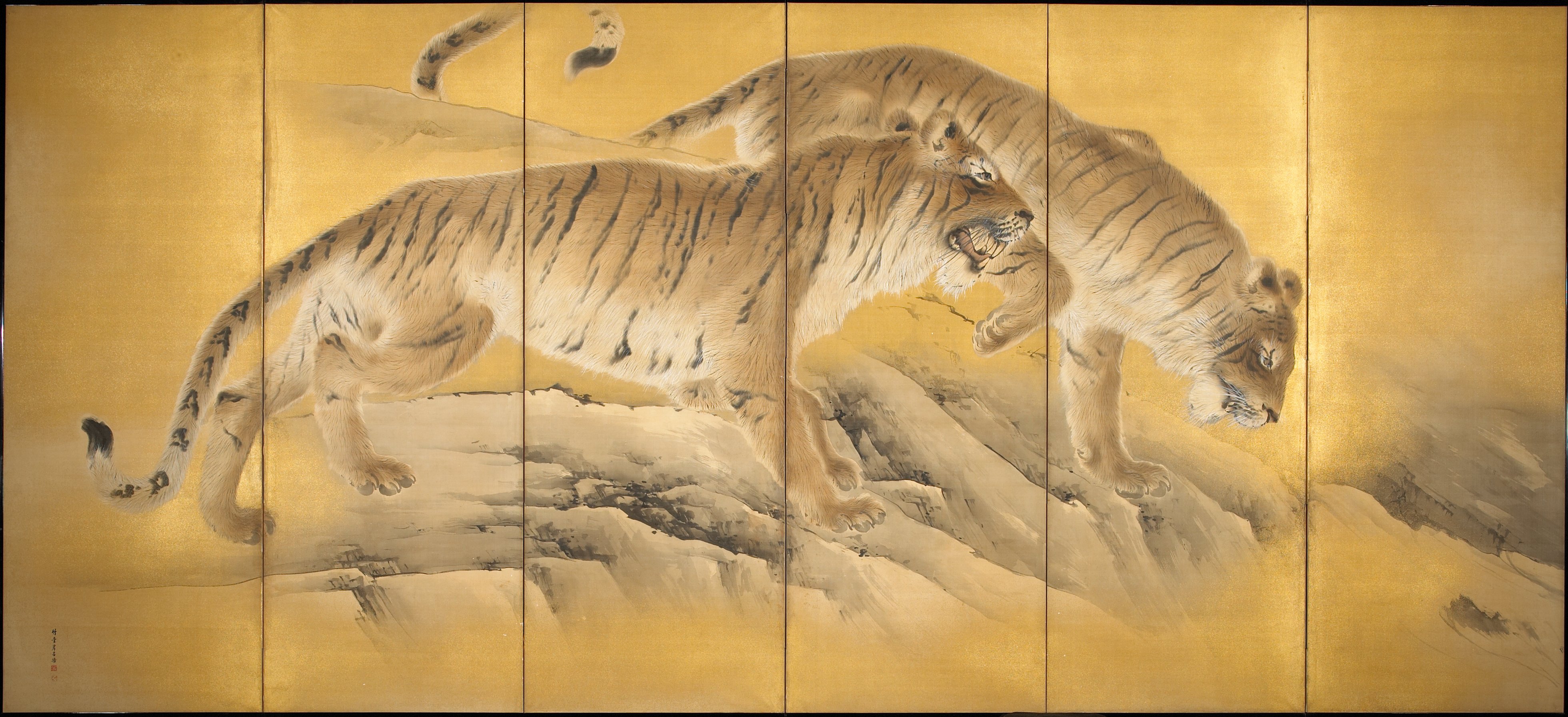 渓流の虎（一対の左隻）