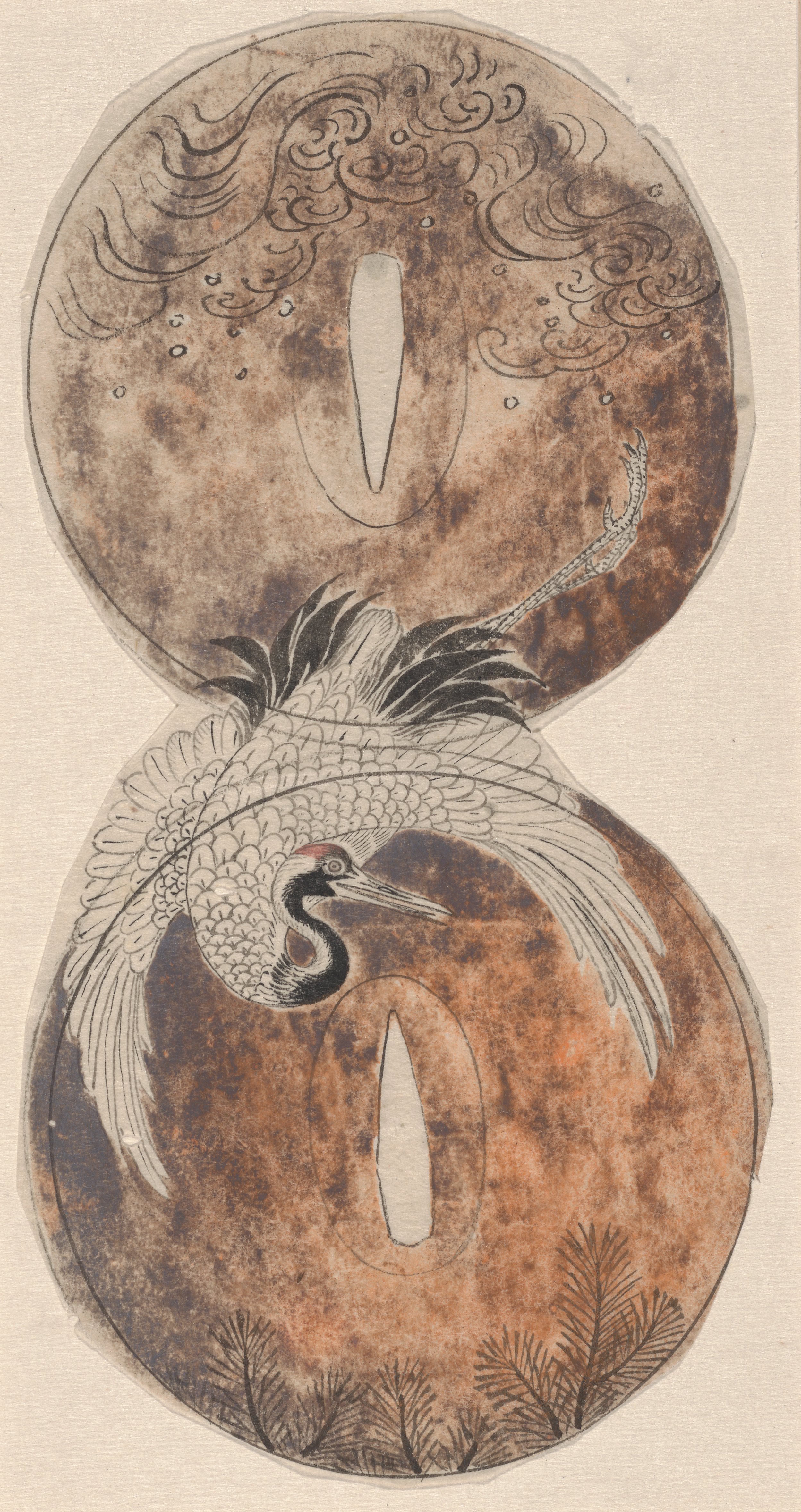 鶴文様の鐔の下絵