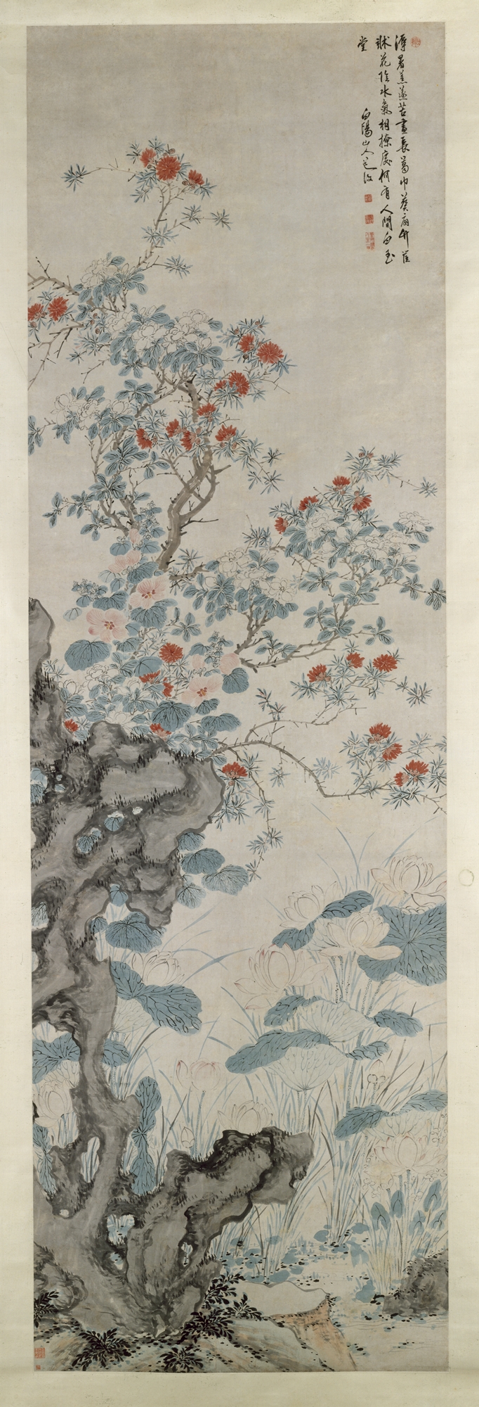 明代の陳春夏の庭園軸|夏の庭園