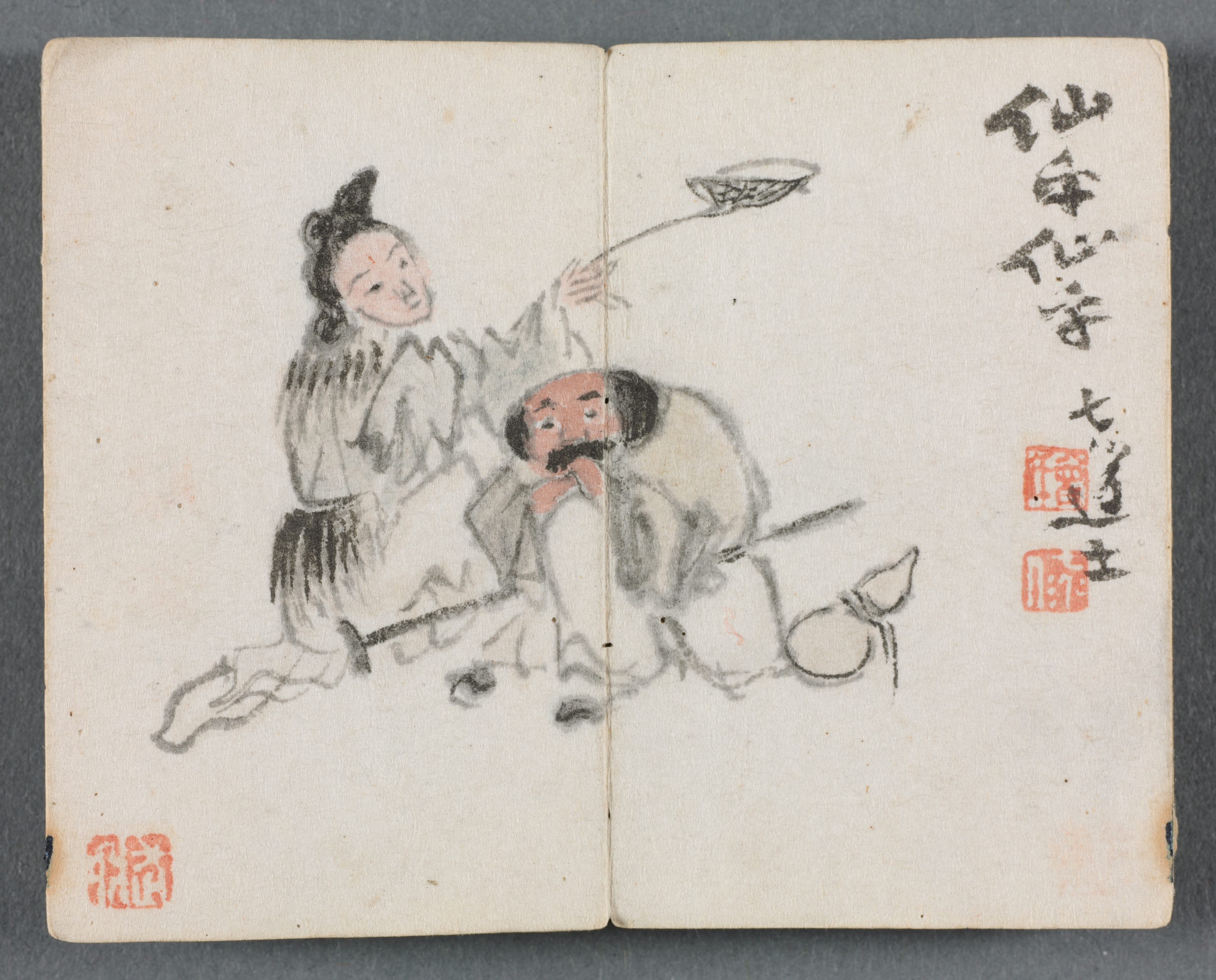 人物山水小画帖（男と女）