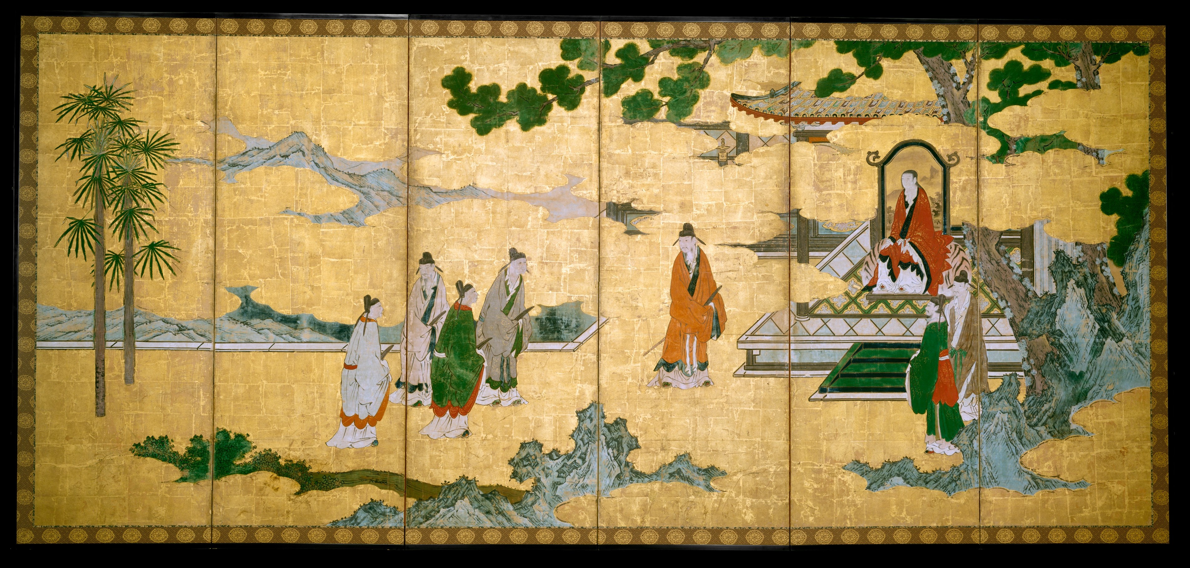 シャン山の四人のグレイビアードの法廷への帰還（左）。蘇軾の風水洞訪問（右）
